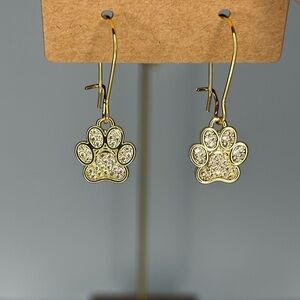 Gold Bling Paw Print Earrings